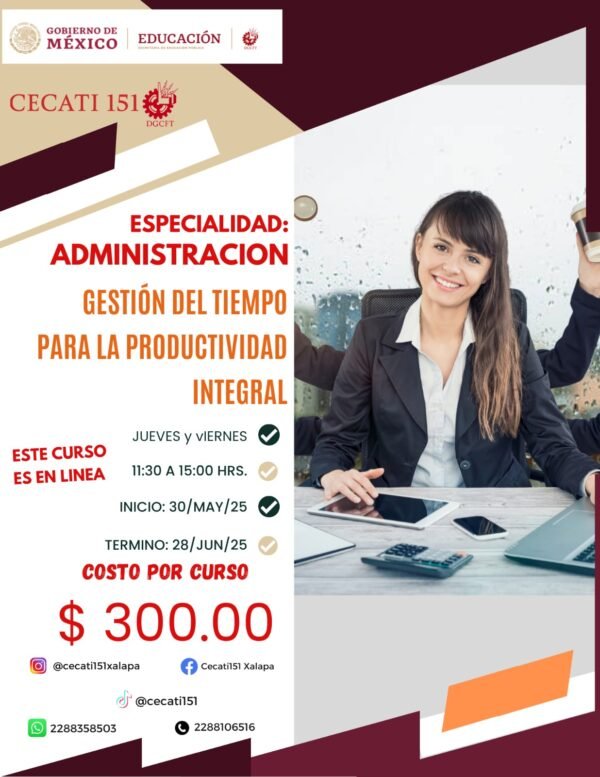 GESTIÓN DEL TIEMPO PARA LA PRODUCTIVIDAD INTEGRAL (CURSO EN LINEA).